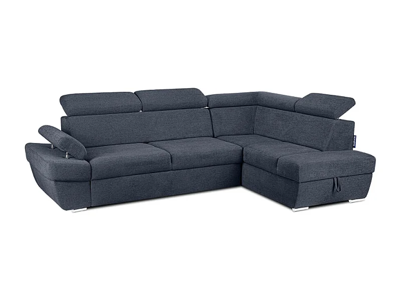 Ecksofa rechts mit Schlaffunktion - RATLO - Dunkelblau