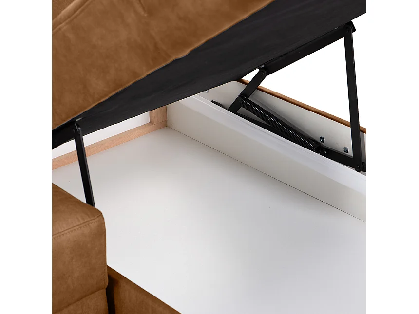 Ecksofa links mit Schlaffunktion - RATLO - Orangenrot