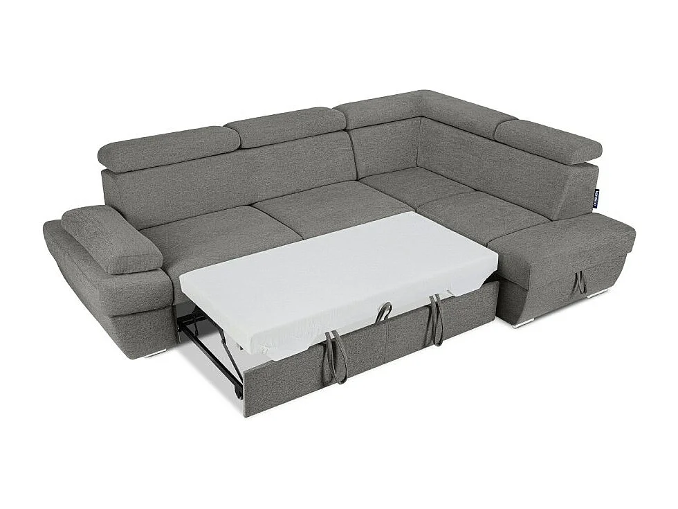 Canapé d'angle droit avec fonction de couchage - convertible - RATLO - Gris cendré