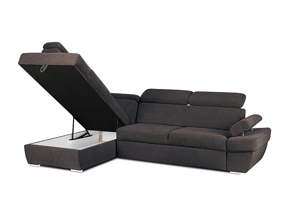 Ecksofa links mit Schlaffunktion - RATLO - Marineblau