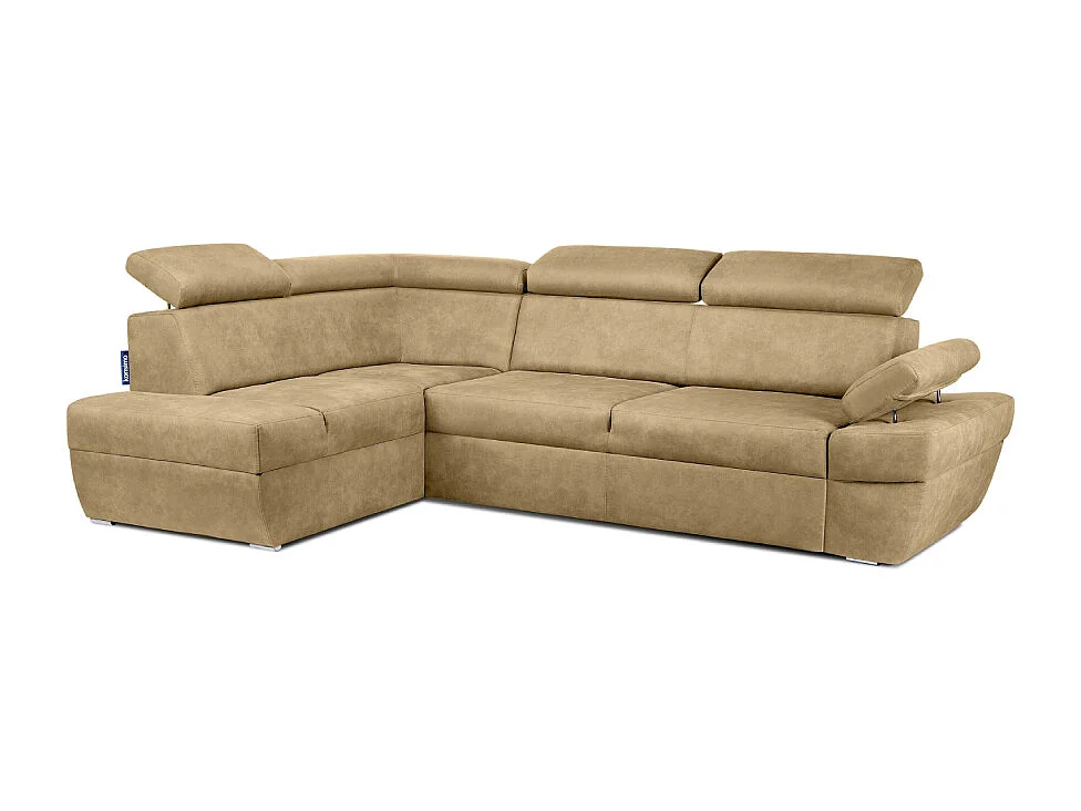 Ecksofa links mit Schlaffunktion - RATLO - Sandbraun