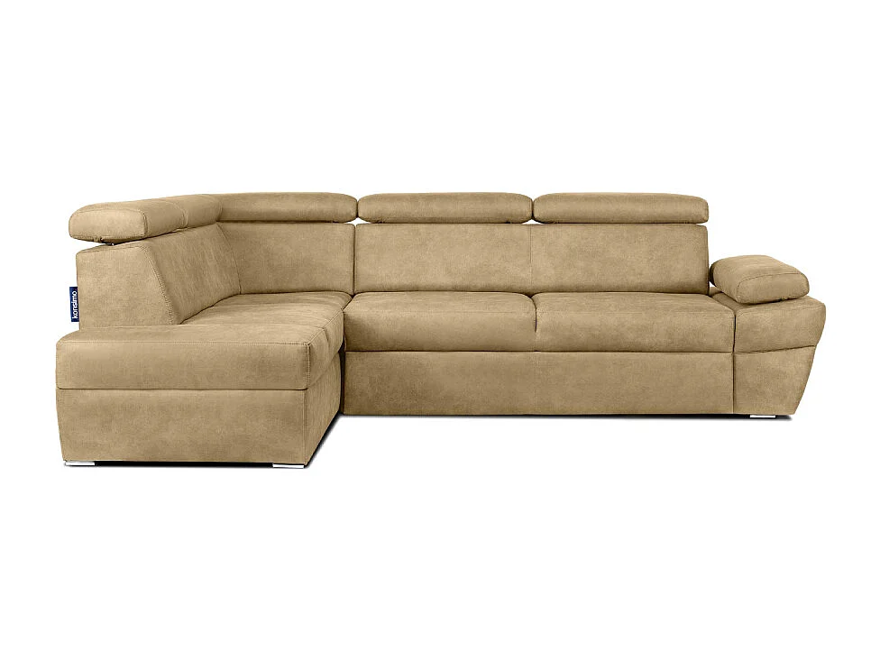 Ecksofa links mit Schlaffunktion - RATLO - Sandbraun