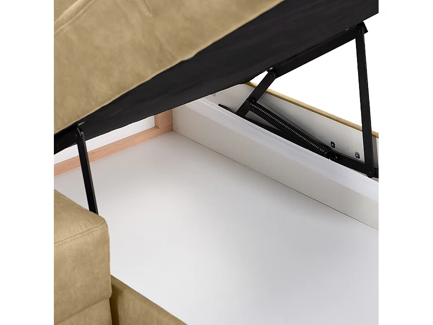 Ecksofa links mit Schlaffunktion - RATLO - Sandbraun