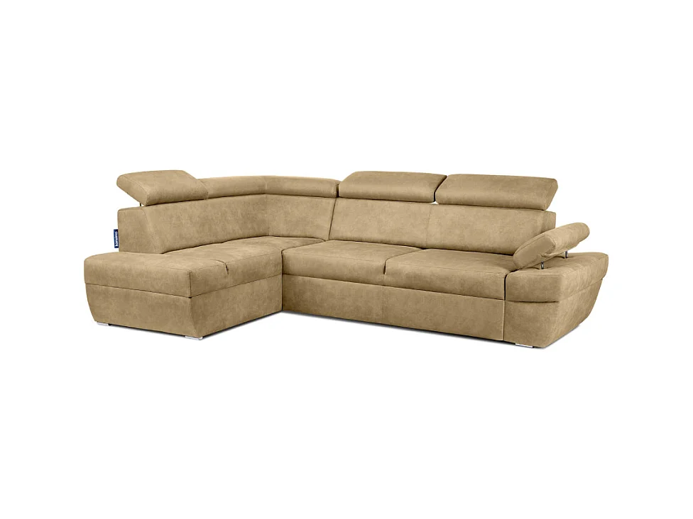 Canapé d'angle gauche avec fonction de couchage - convertible - RATLO - Brun sable