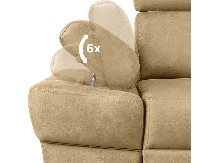 Ecksofa links mit Schlaffunktion - RATLO - Sandbraun