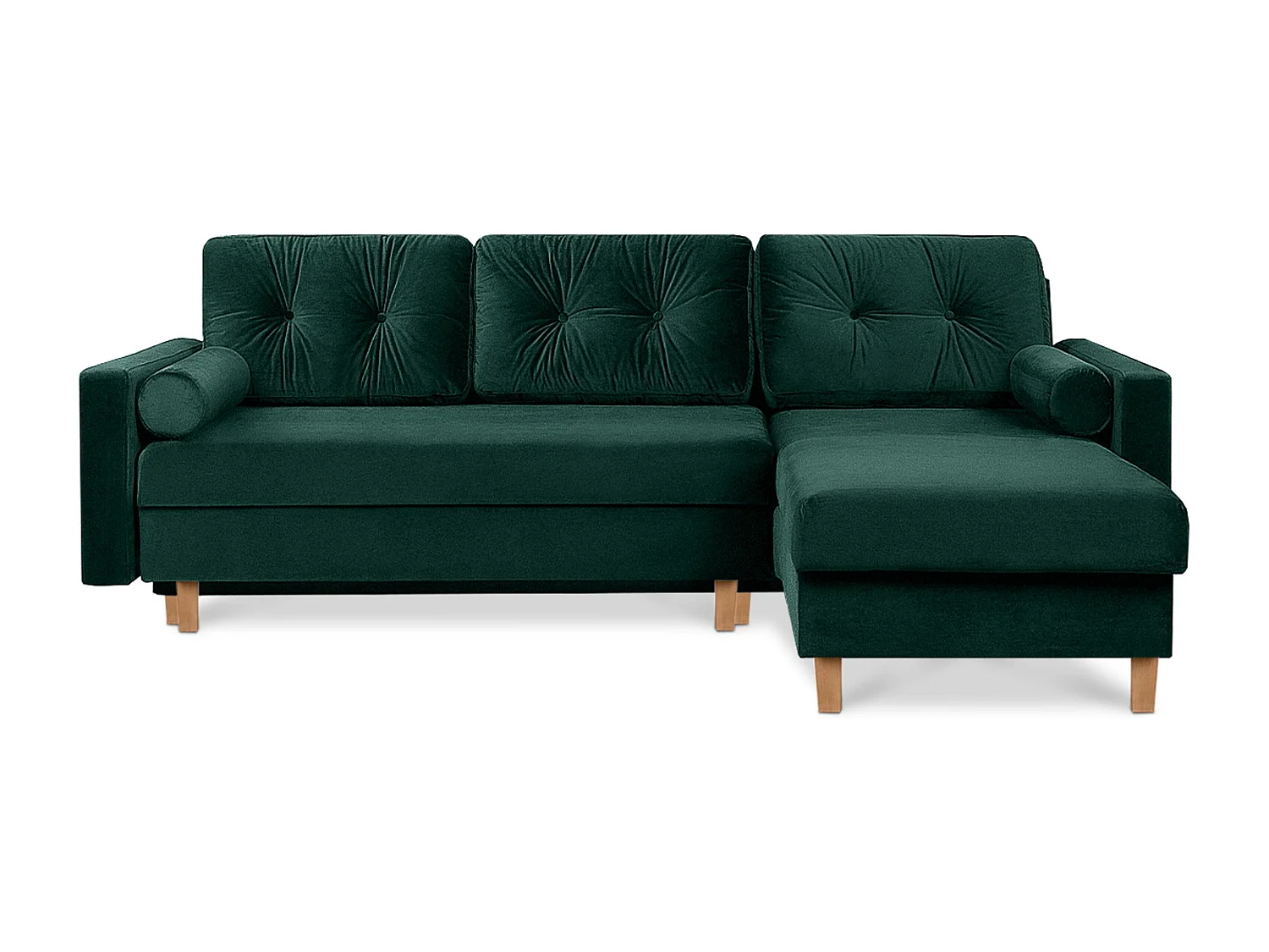 Universal-Ecksofa, umbaubar, mit Ottomane ERISO - 3-Sitzer - Dunkelgrün