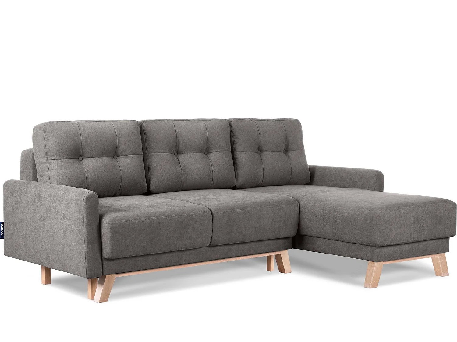 Ecksofa rechts mit ausziehbarer Schlaf- und Liegefläche - grau - VISNA