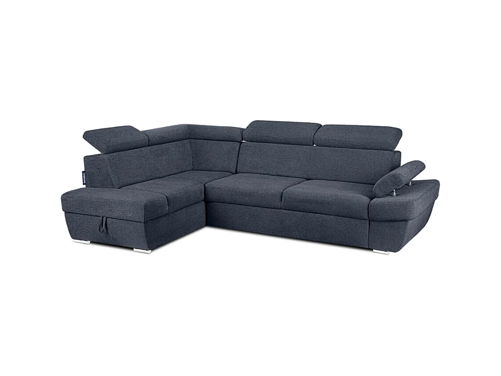 Canapé d'angle gauche avec fonction de couchage - convertible - RATLO - Bleu foncé