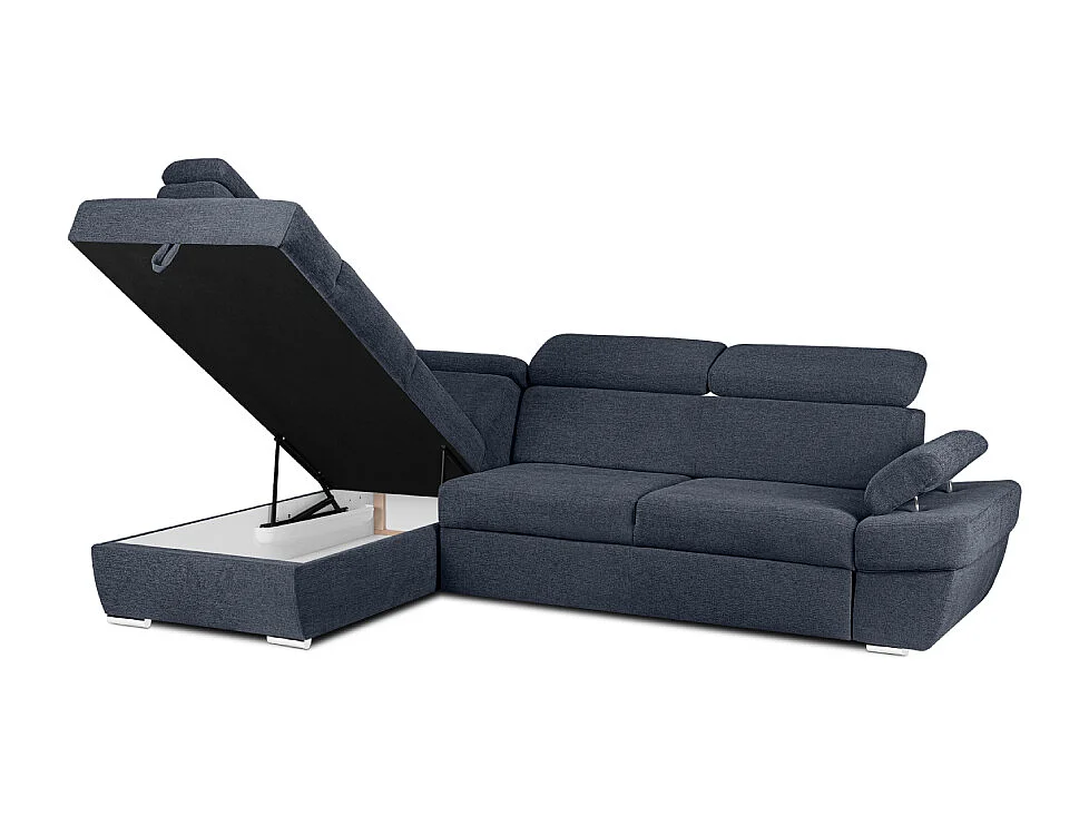 Ecksofa links mit Schlaffunktion - RATLO - Dunkelblau