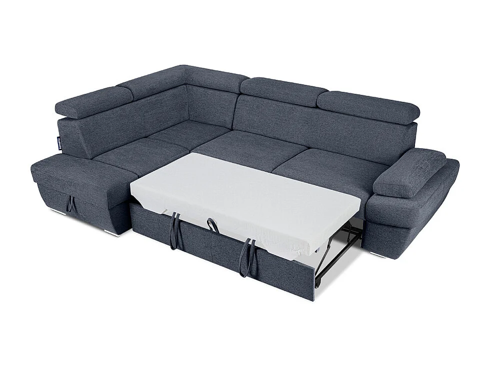 Ecksofa links mit Schlaffunktion - RATLO - Dunkelblau