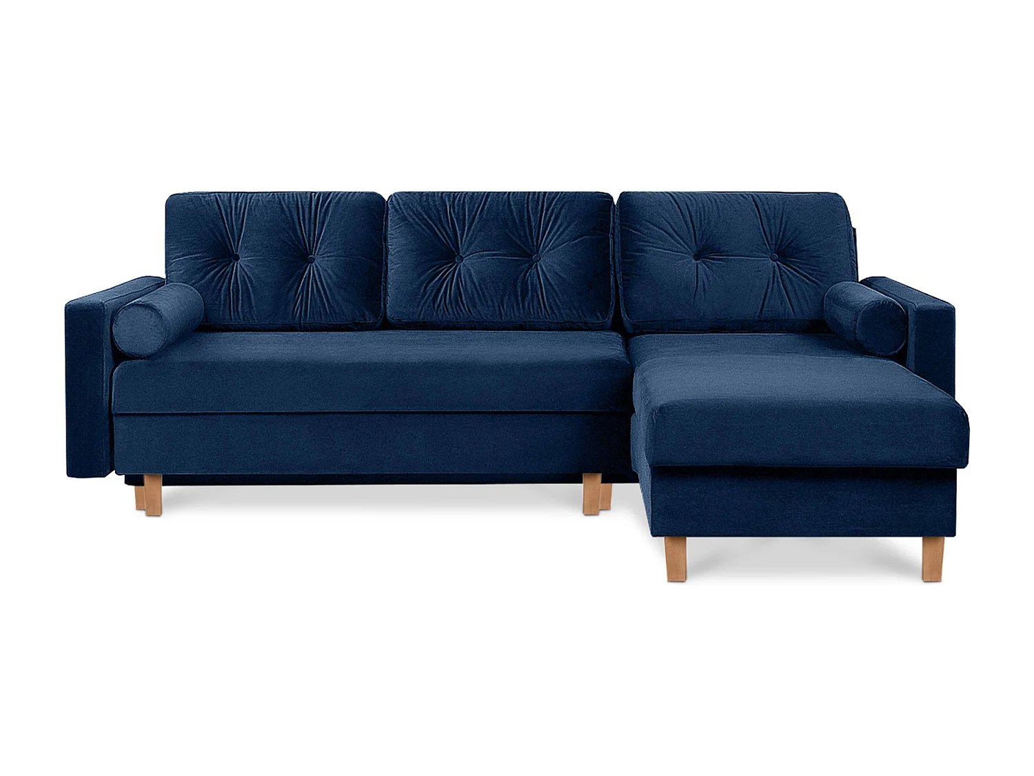 Canapé d'angle convertible universel avec ottomane ERISO - 3 places - Bleu nuit