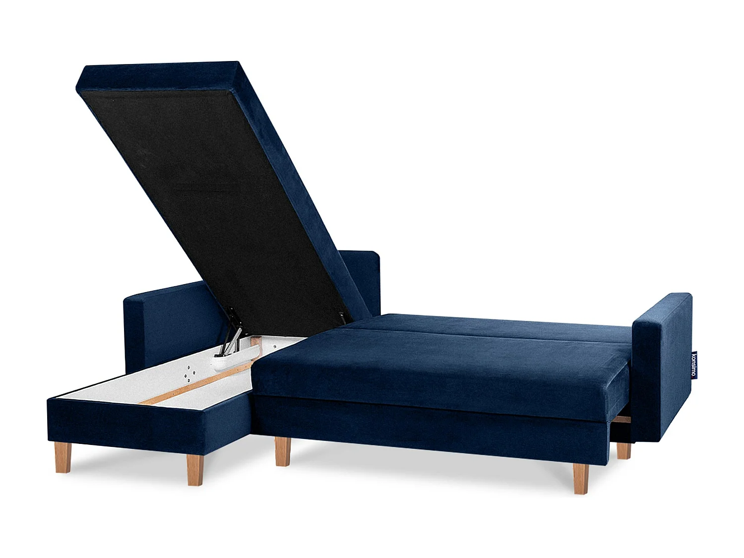 Canapé d'angle convertible universel avec ottomane ERISO - 3 places - Bleu nuit