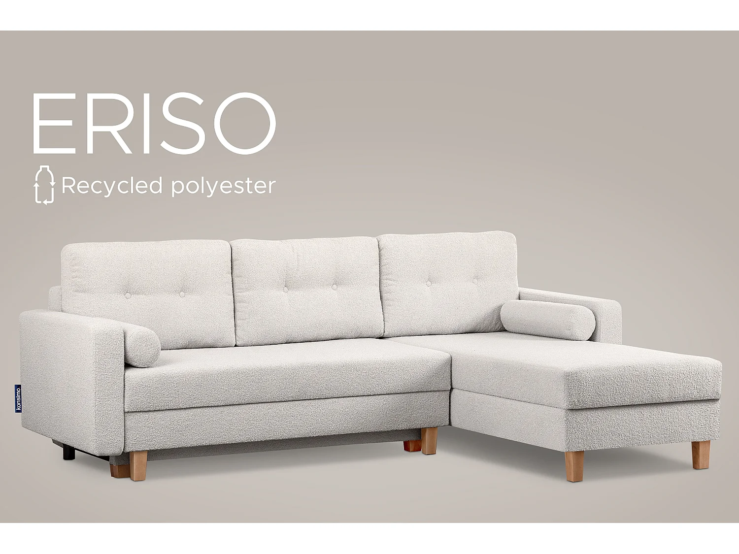 Universal-Ecksofa mit Ottomane ERISO - 3-Sitzer - Weiß