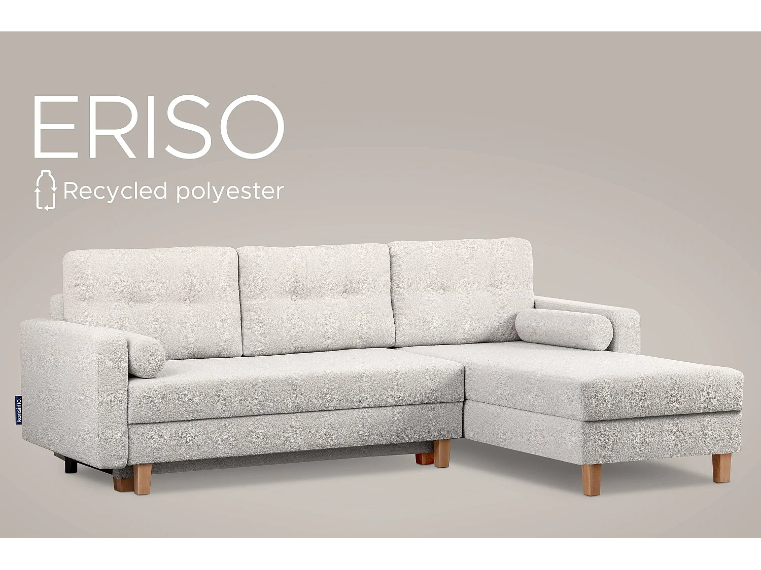 Universal-Ecksofa mit Ottomane ERISO - 3-Sitzer - Weiß