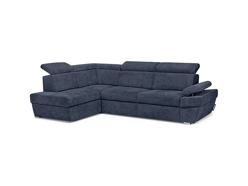 Canapé d'angle gauche avec fonction de couchage - convertible - RATLO - Bleu nuit