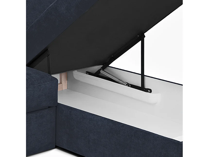 Ecksofa links mit Schlaffunktion - RATLO - Nachtblau