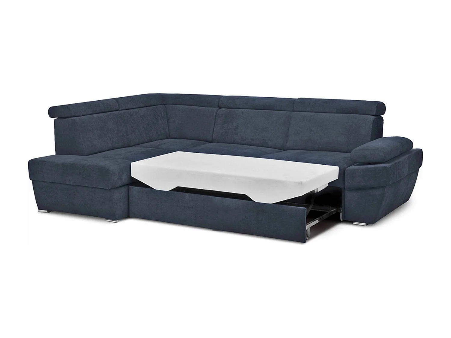 Ecksofa links mit Schlaffunktion - RATLO - Nachtblau