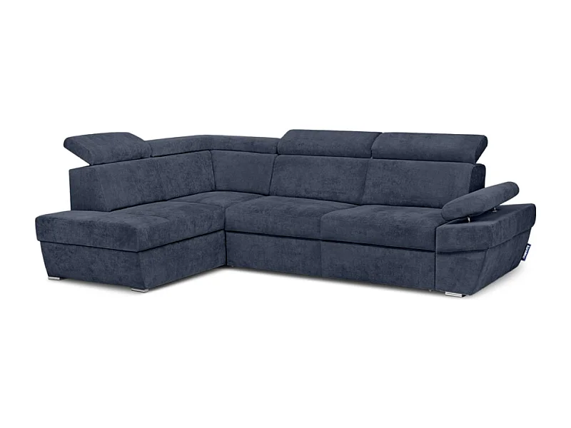 Canapé d'angle gauche avec fonction de couchage - convertible - RATLO - Bleu nuit