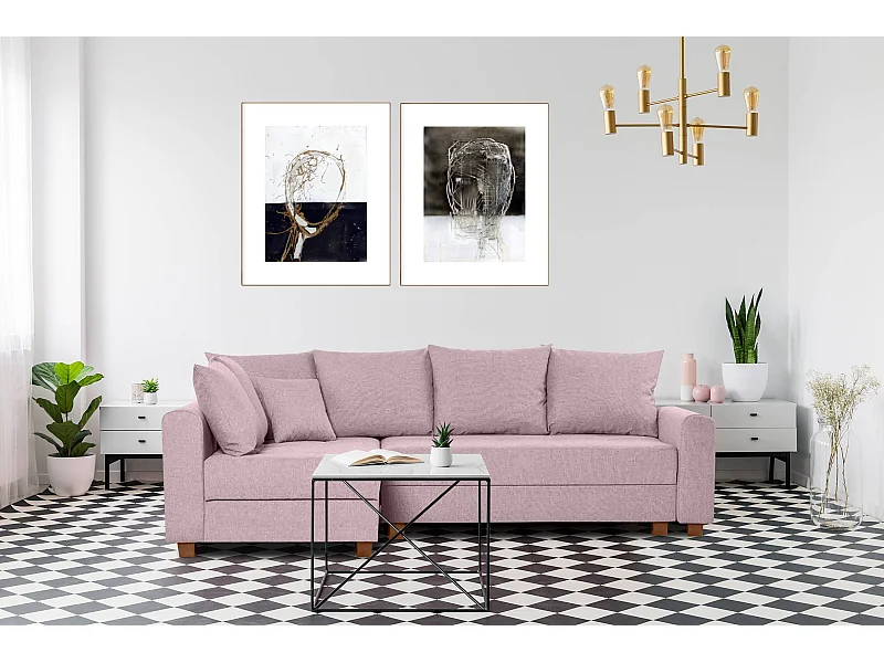 Ecksofa 3-4 Sitzer - Schlaffunktion - rosa - REVO