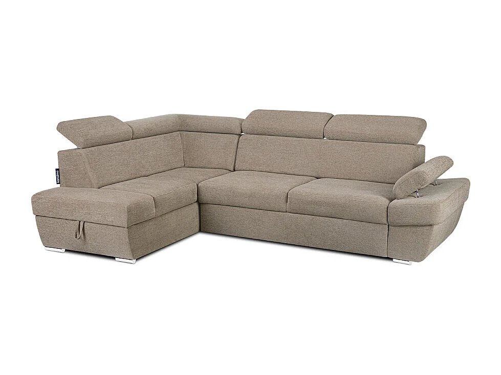 Canapé d'angle gauche avec fonction de couchage - convertible - RATLO - Brun café