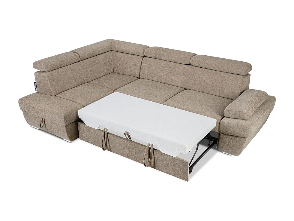 Canapé d'angle gauche avec fonction de couchage - convertible - RATLO - Brun café