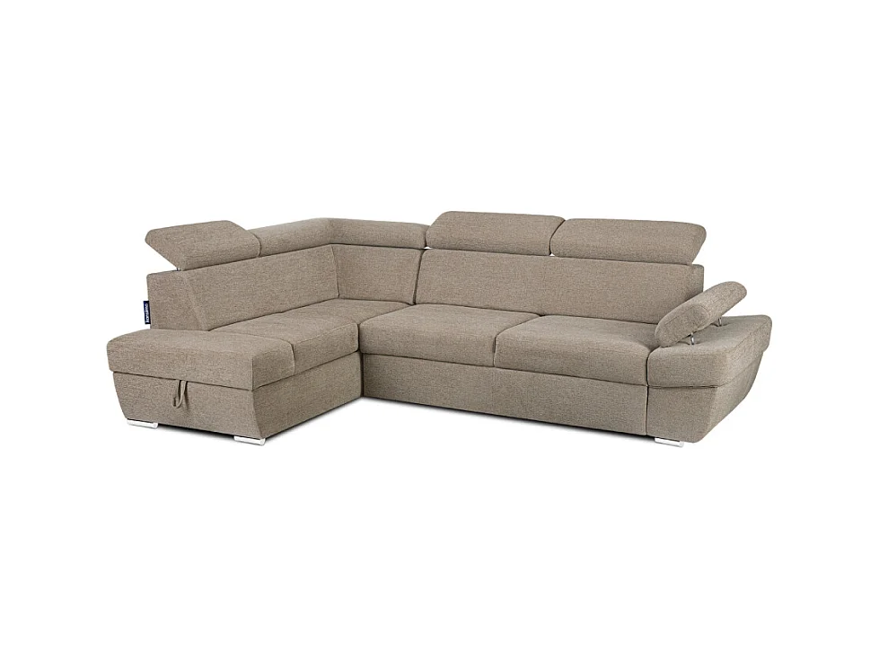 Canapé d'angle gauche avec fonction de couchage - convertible - RATLO - Brun café