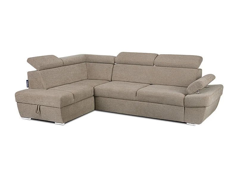 Ecksofa links mit Schlaffunktion - RATLO - Kaffeebraun