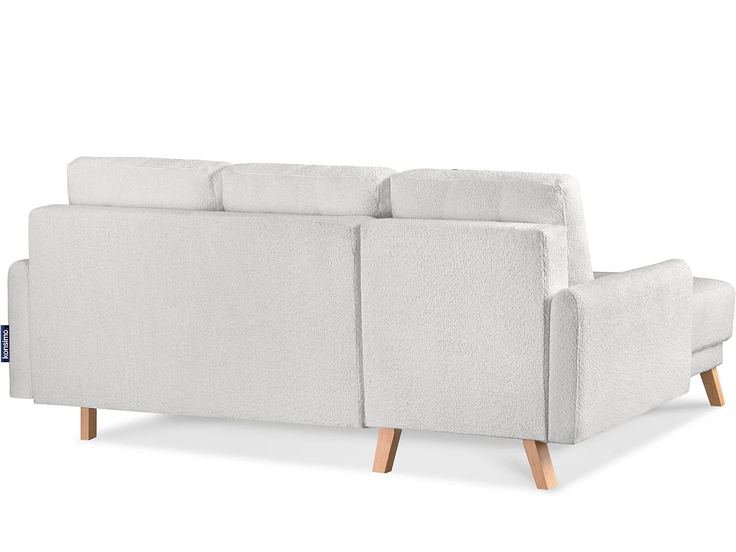 Ecksofa links mit ausziehbarer Schlaf- und Liegefläche - creme - VISNA