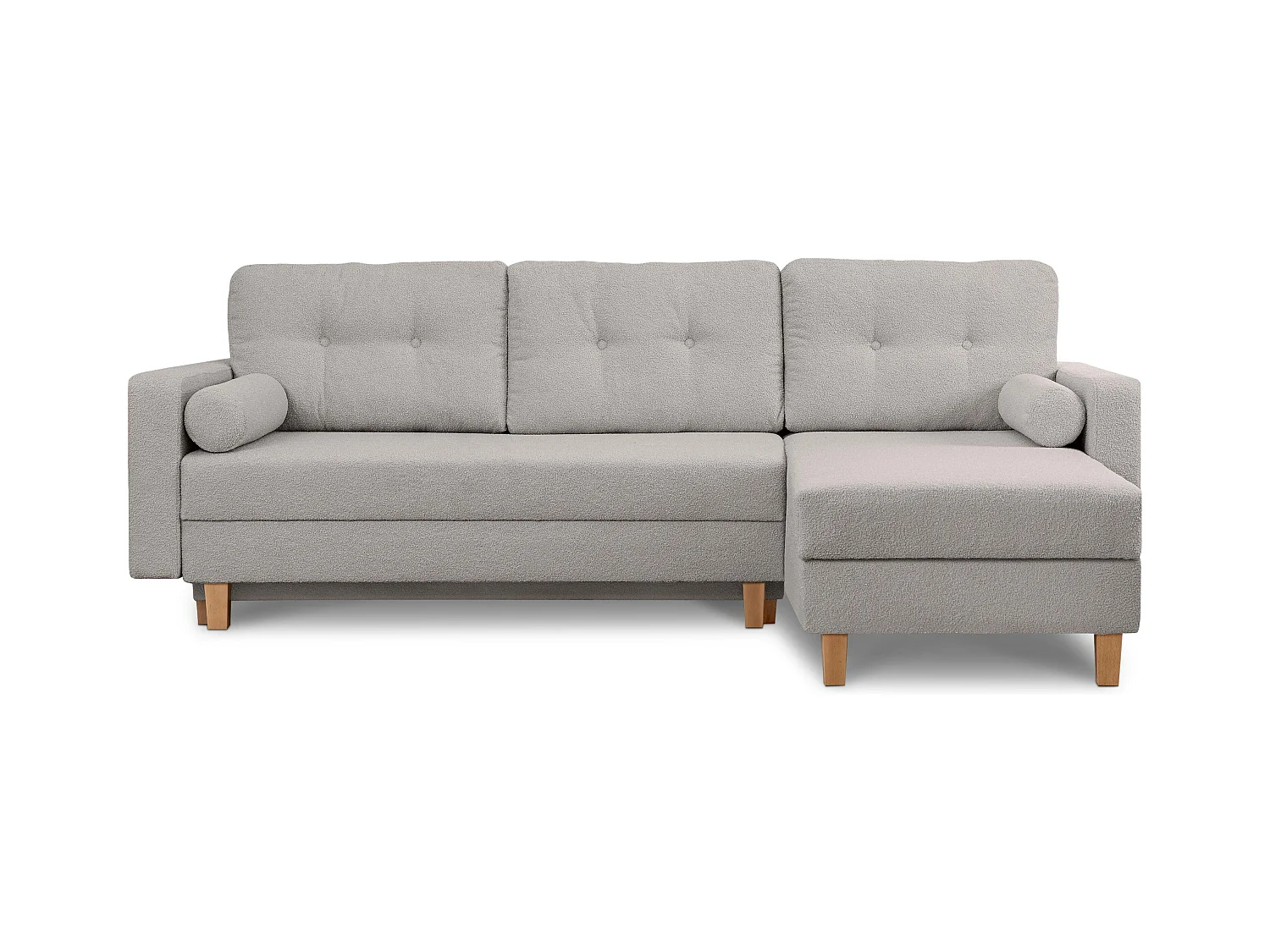 Canapé d'angle convertible universel avec ottomane ERISO - 3 places - Gris clair