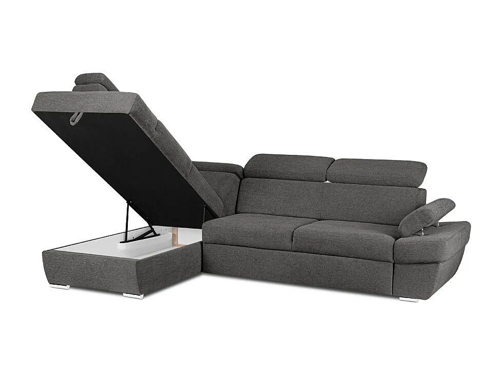 Ecksofa links mit Schlaffunktion - RATLO - Graphit