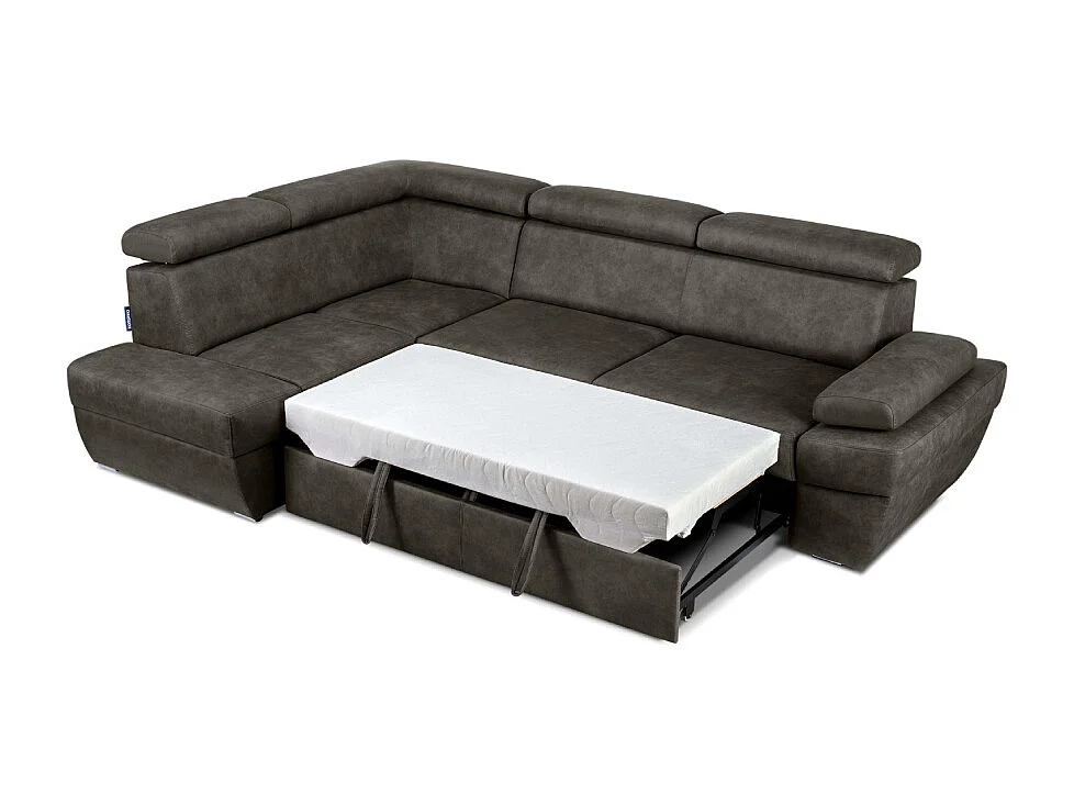 Ecksofa links mit Schlaffunktion - RATLO - Anthrazit