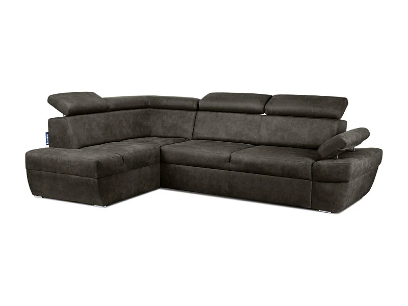 Ecksofa links mit Schlaffunktion - RATLO - Anthrazit