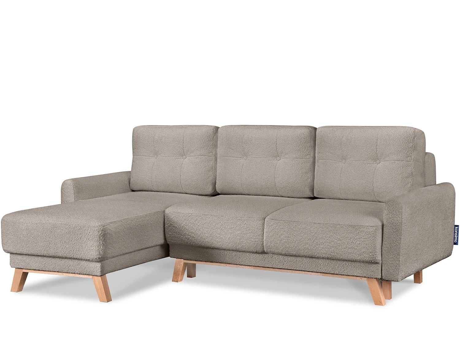 Ecksofa links mit ausziehbarer Schlaf- und Liegefläche - beige - VISNA