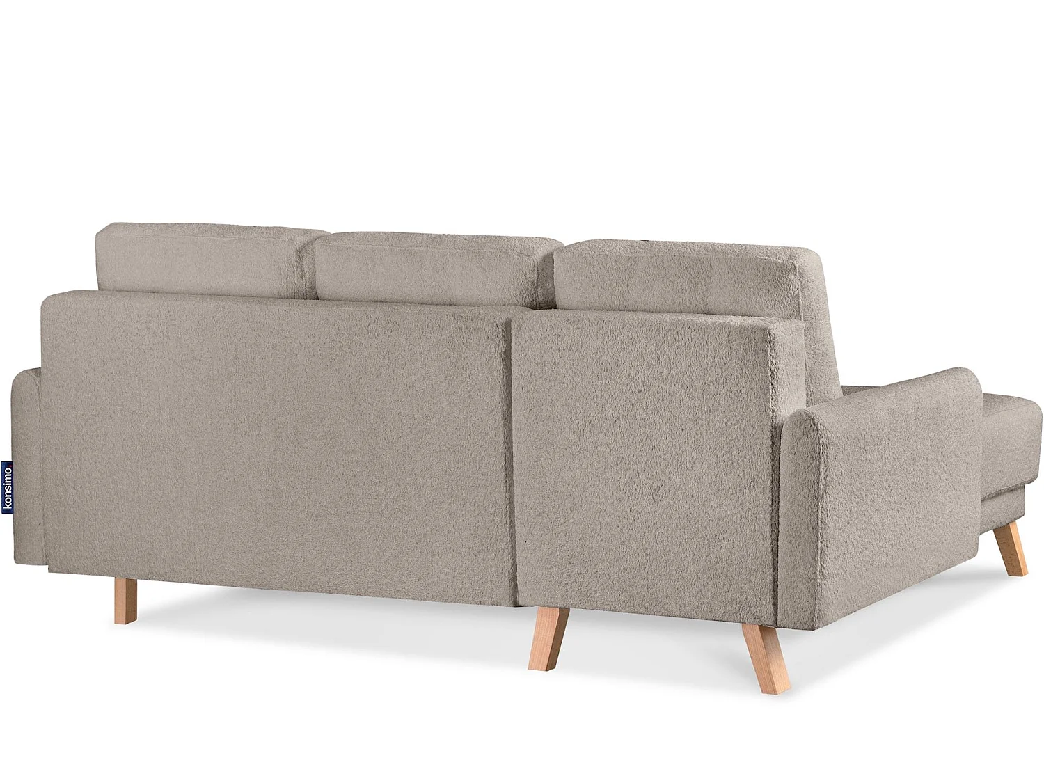 Ecksofa links mit ausziehbarer Schlaf- und Liegefläche - beige - VISNA