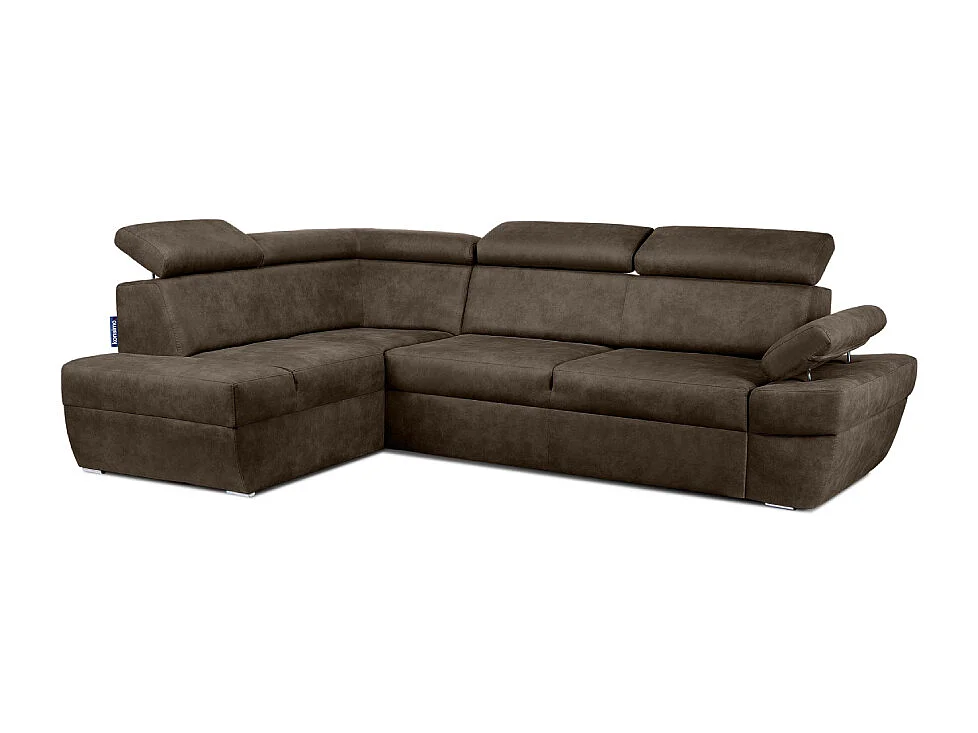 Canapé d'angle gauche avec fonction de couchage - convertible - RATLO - Marron foncé