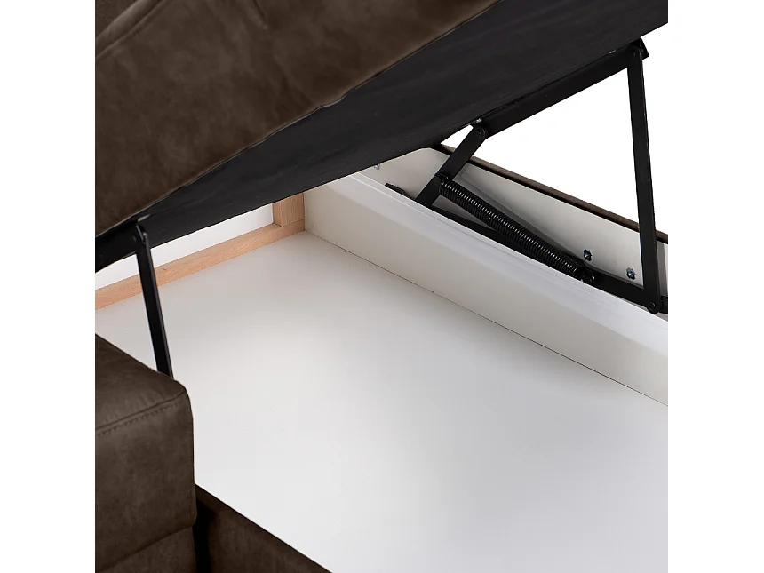 Canapé d'angle gauche avec fonction de couchage - convertible - RATLO - Marron foncé