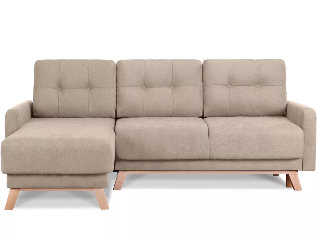 Kauf Unique Ecksofa links mit ausziehbarer Schlaf- und Liegefläche - Beige - VISNA