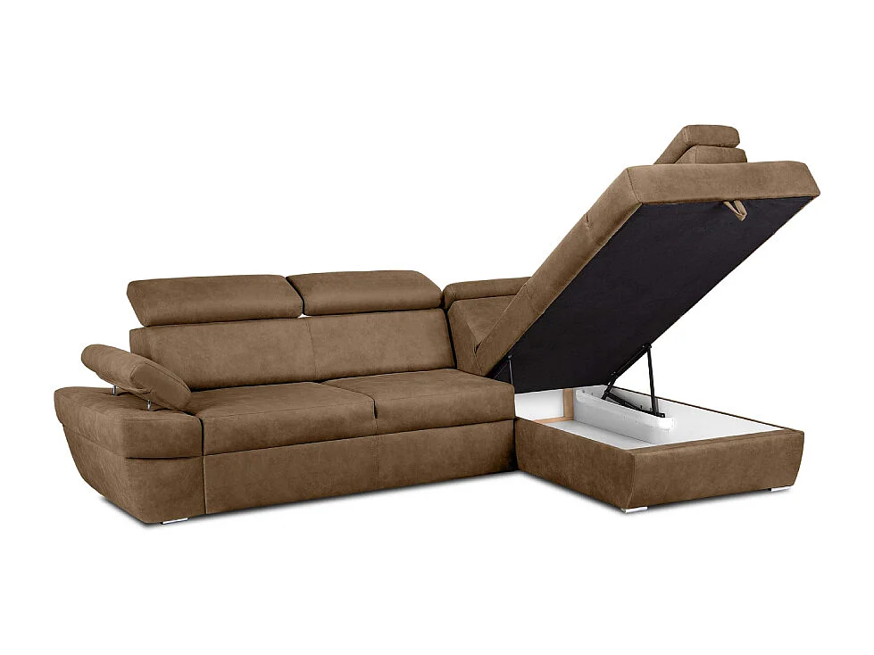 Canapé d'angle droit avec fonction de couchage - convertible - RATLO - Brun café