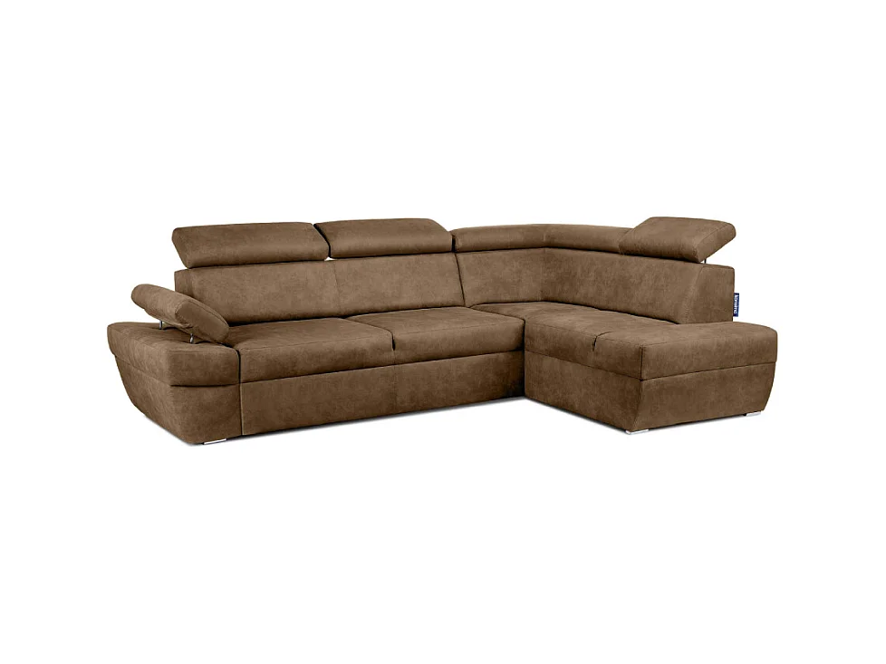 Canapé d'angle droit avec fonction de couchage - convertible - RATLO - Brun café