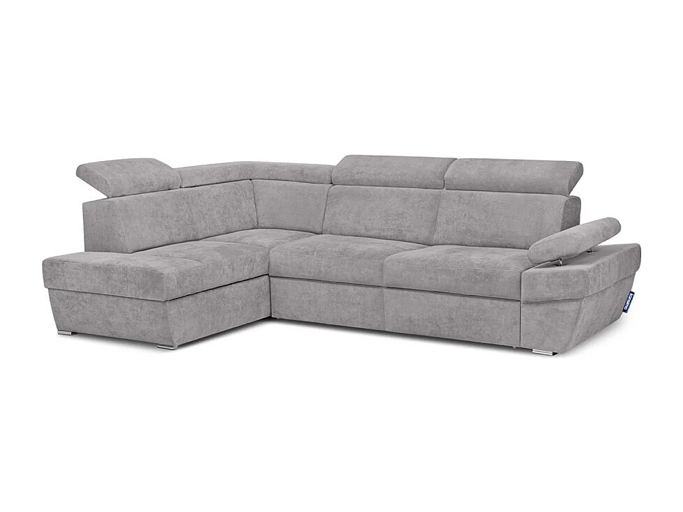 Ecksofa links mit Schlaffunktion  - RATLO - Hellgrau