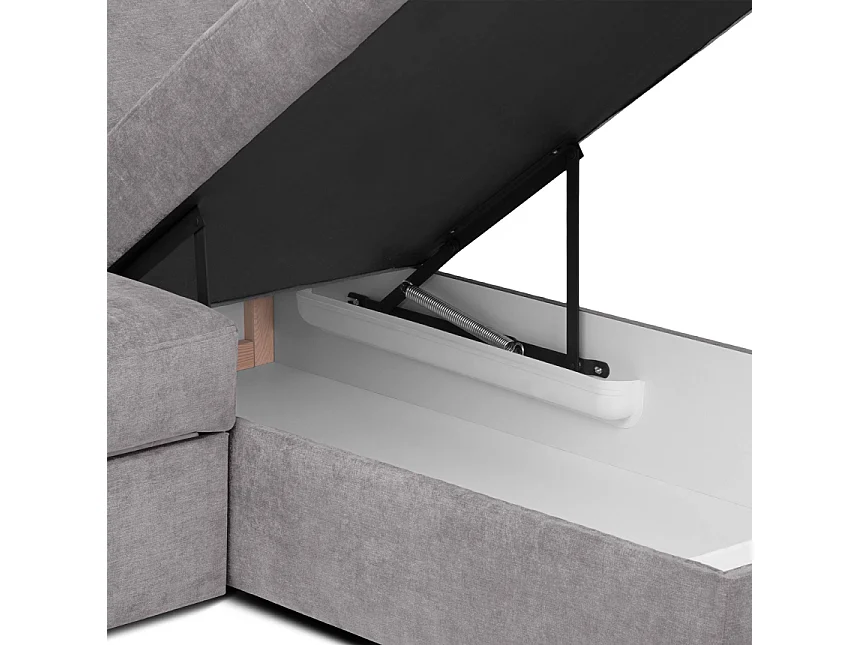 Ecksofa links mit Schlaffunktion  - RATLO - Hellgrau