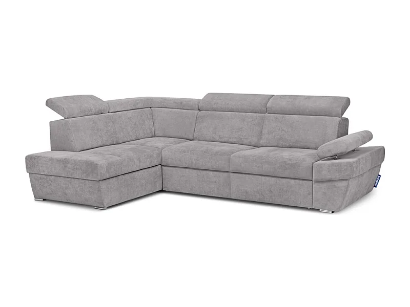 Ecksofa links mit Schlaffunktion  - RATLO - Hellgrau