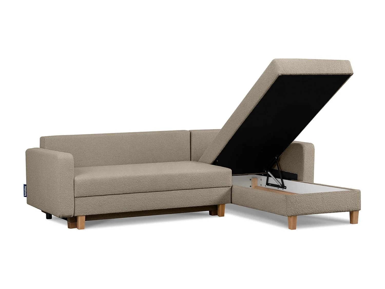 Canapé d'angle convertible universel avec ottomane ERISO - 3 places - Marron