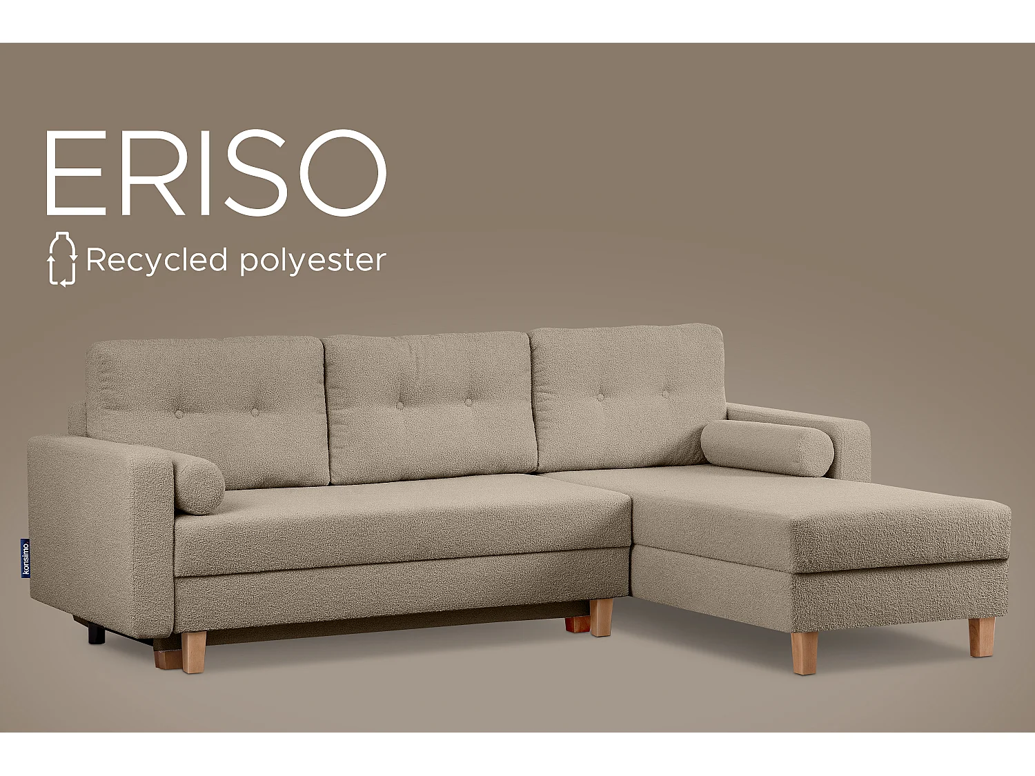 Universal-Ecksofa mit Ottomane ERISO - 3-Sitzer - Graubeige