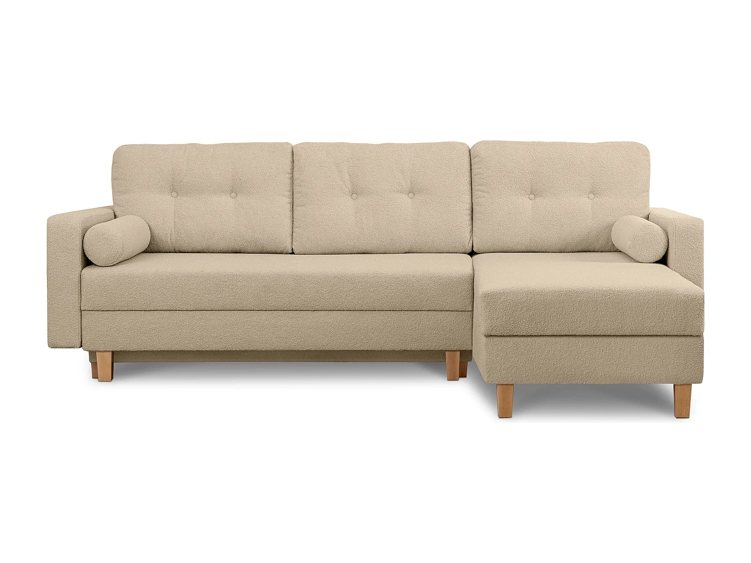 Universal-Ecksofa mit Ottomane ERISO - 3-Sitzer - Ecru