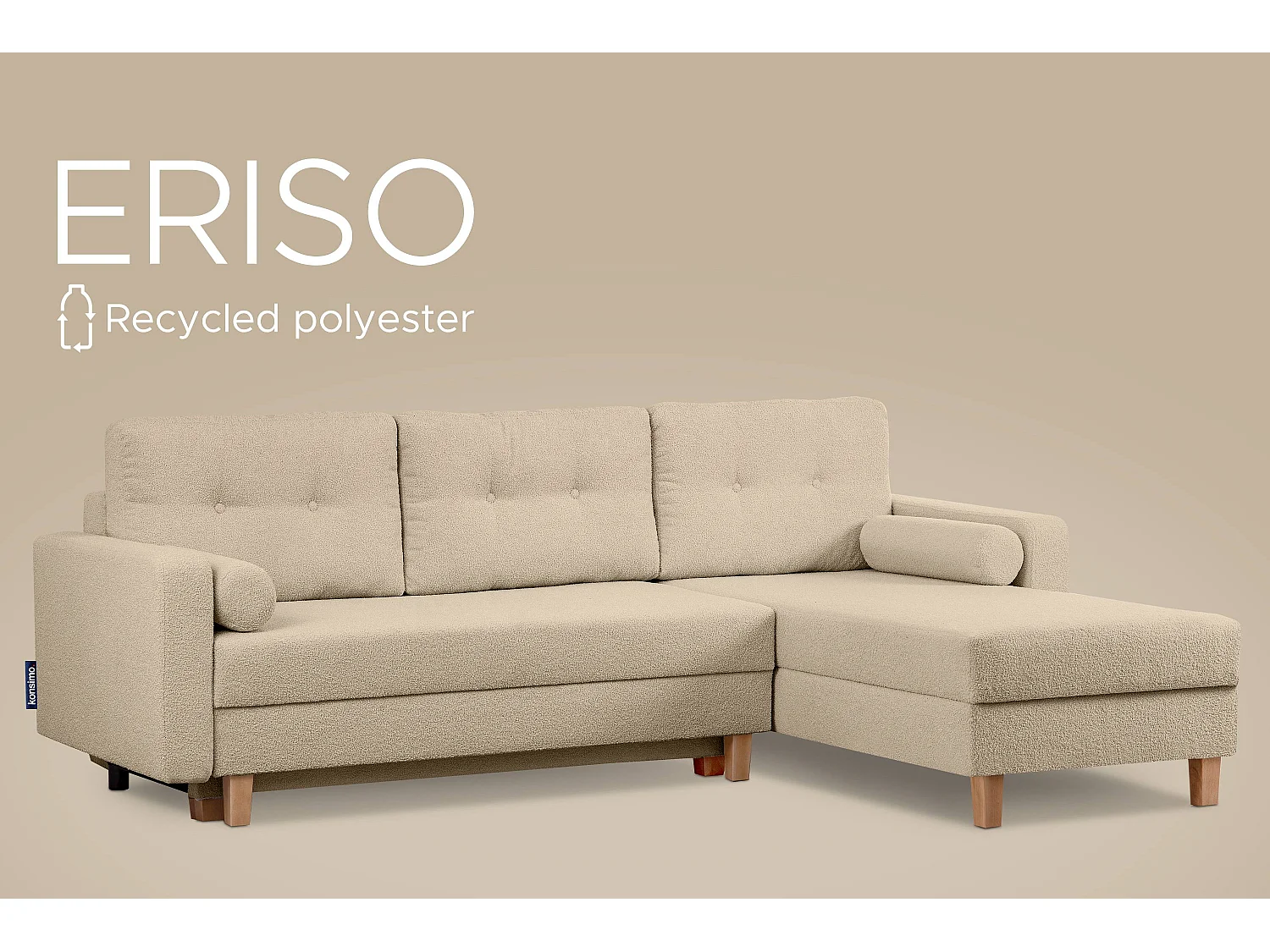 Universal-Ecksofa mit Ottomane ERISO - 3-Sitzer - Ecru