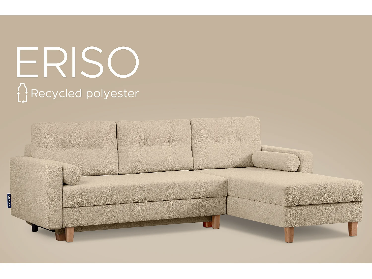 Universal-Ecksofa mit Ottomane ERISO - 3-Sitzer - Ecru