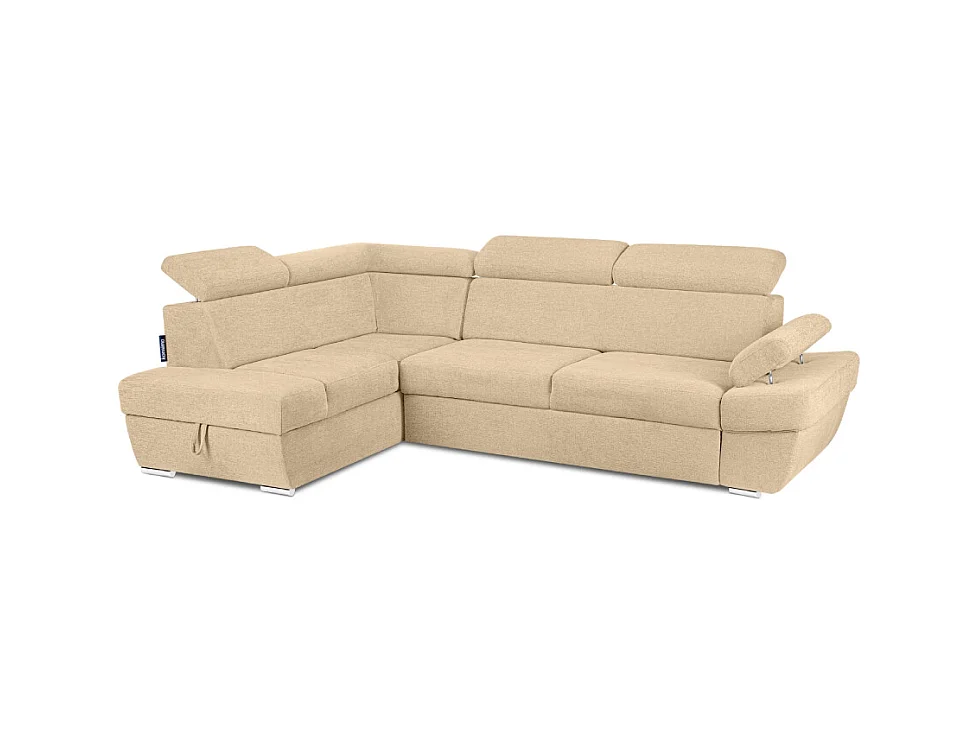 Canapé d'angle gauche avec fonction de couchage - convertible - RATLO - Crème