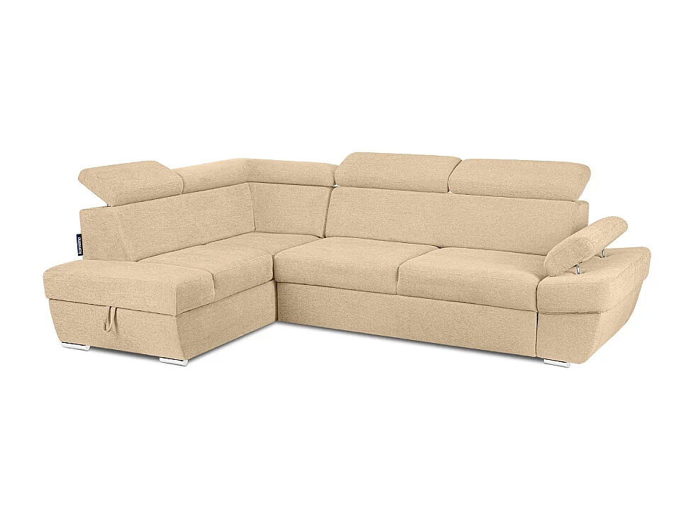 Ecksofa links mit Schlaffunktion - RATLO - Creme