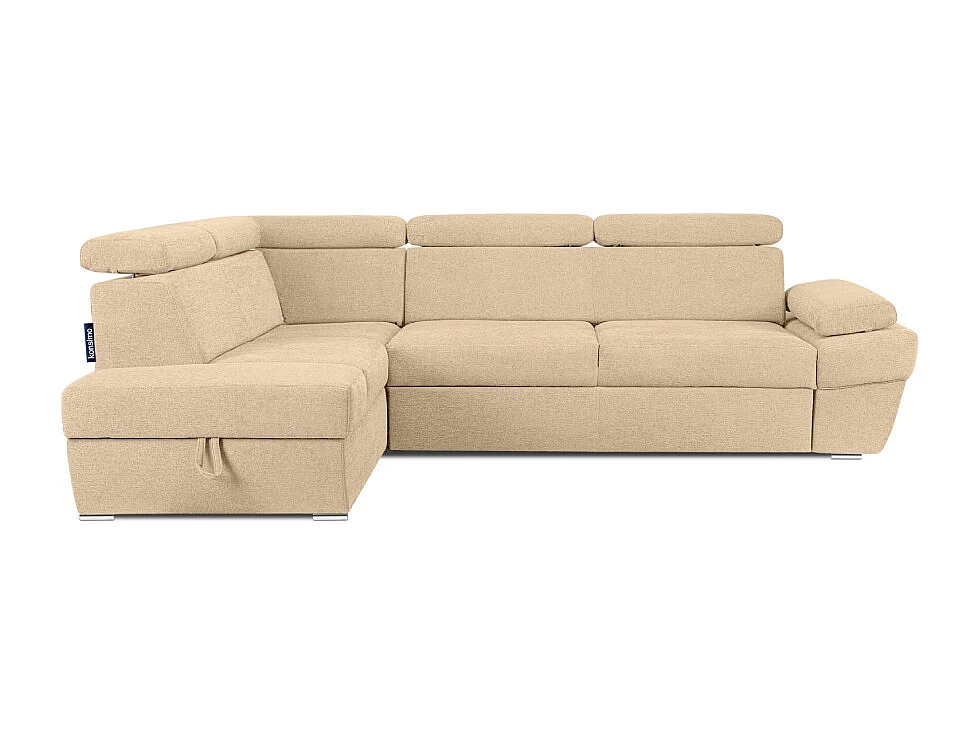 Ecksofa links mit Schlaffunktion - RATLO - Creme